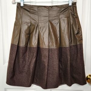 Gunex Pleated Skirt Brown Tweed Polyester Made In Italy Size 6